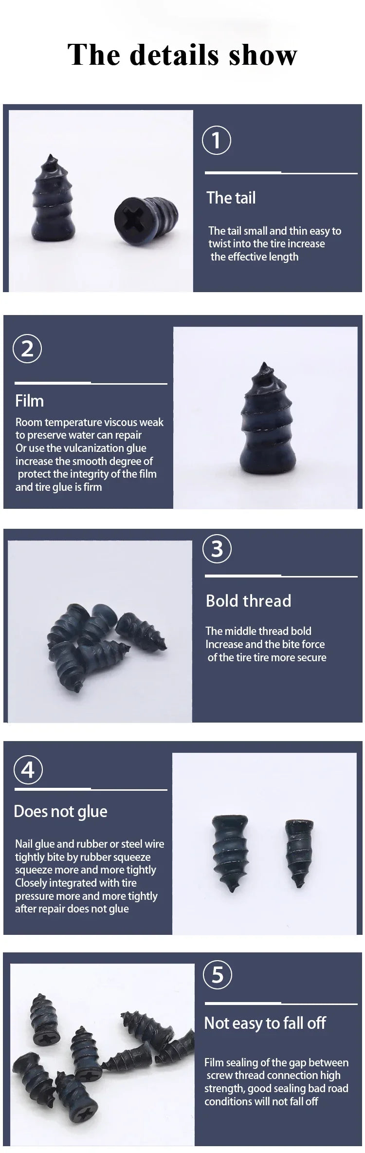 Tire Repair Rubber Nails Puncture Seal Kit for Car Motorcycle Bike - 13