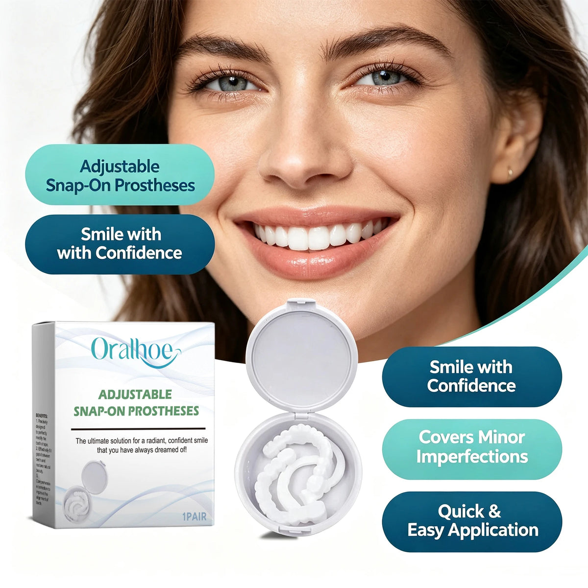 Adjustable Snap-On Dentures for Instant Smile Makeover