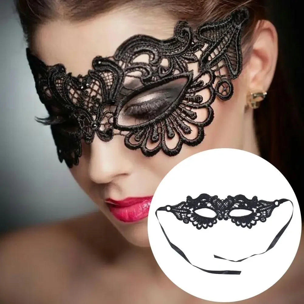 Women's Lace Masquerade Mask Elegant Hollow Half Face Costume Prop - 5