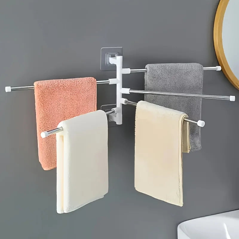 Rotating Wall-Mounted Towel Rack for Bathroom and Kitchen - 1