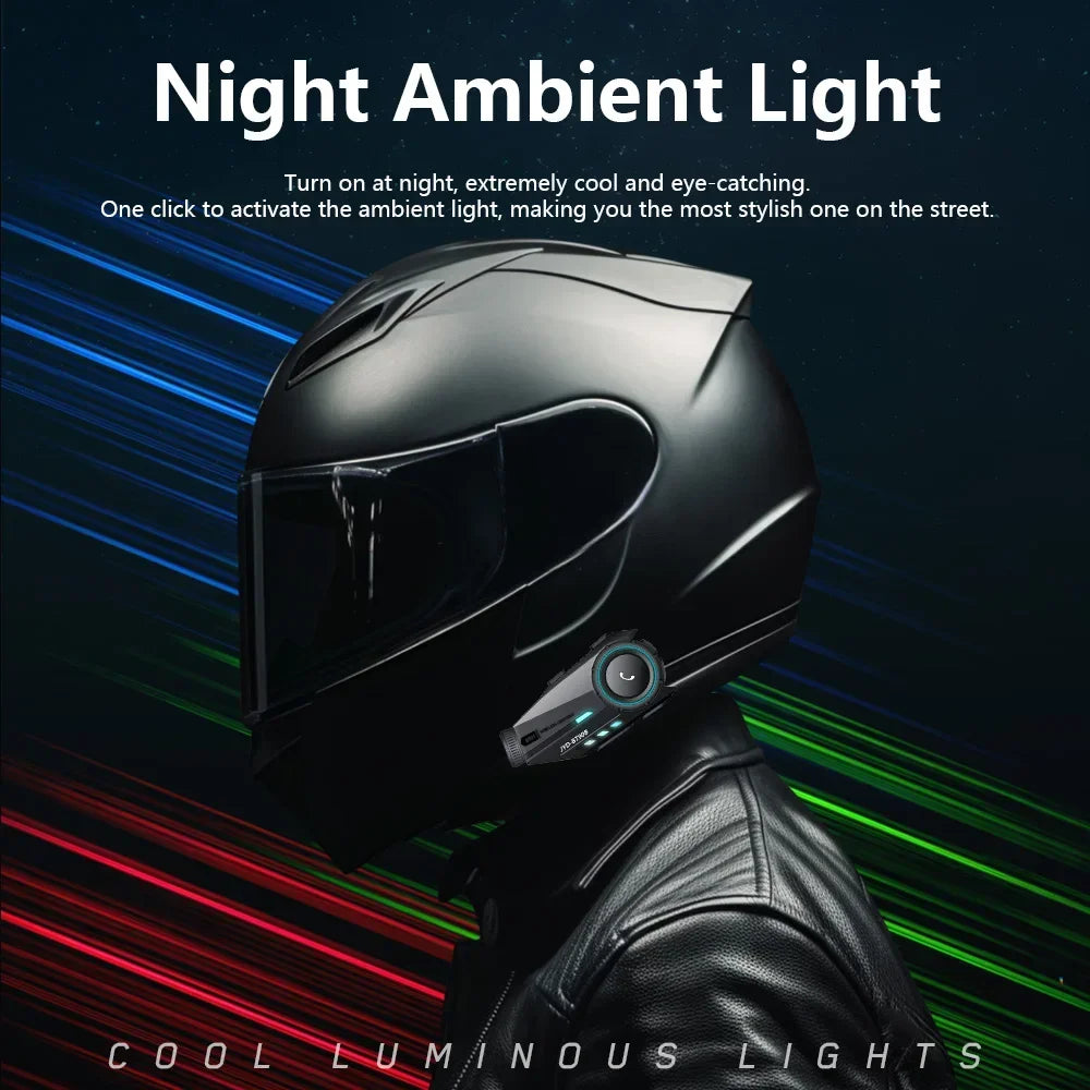 Bluetooth 5.4 Motorcycle Helmet Headset with 1080P Camera Intercom
