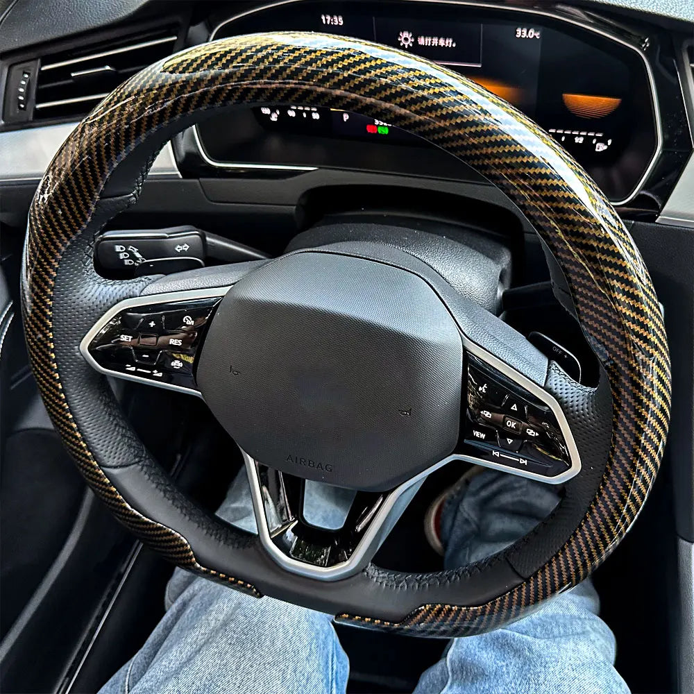 Universal Carbon Fiber Texture Steering Wheel Cover - 18