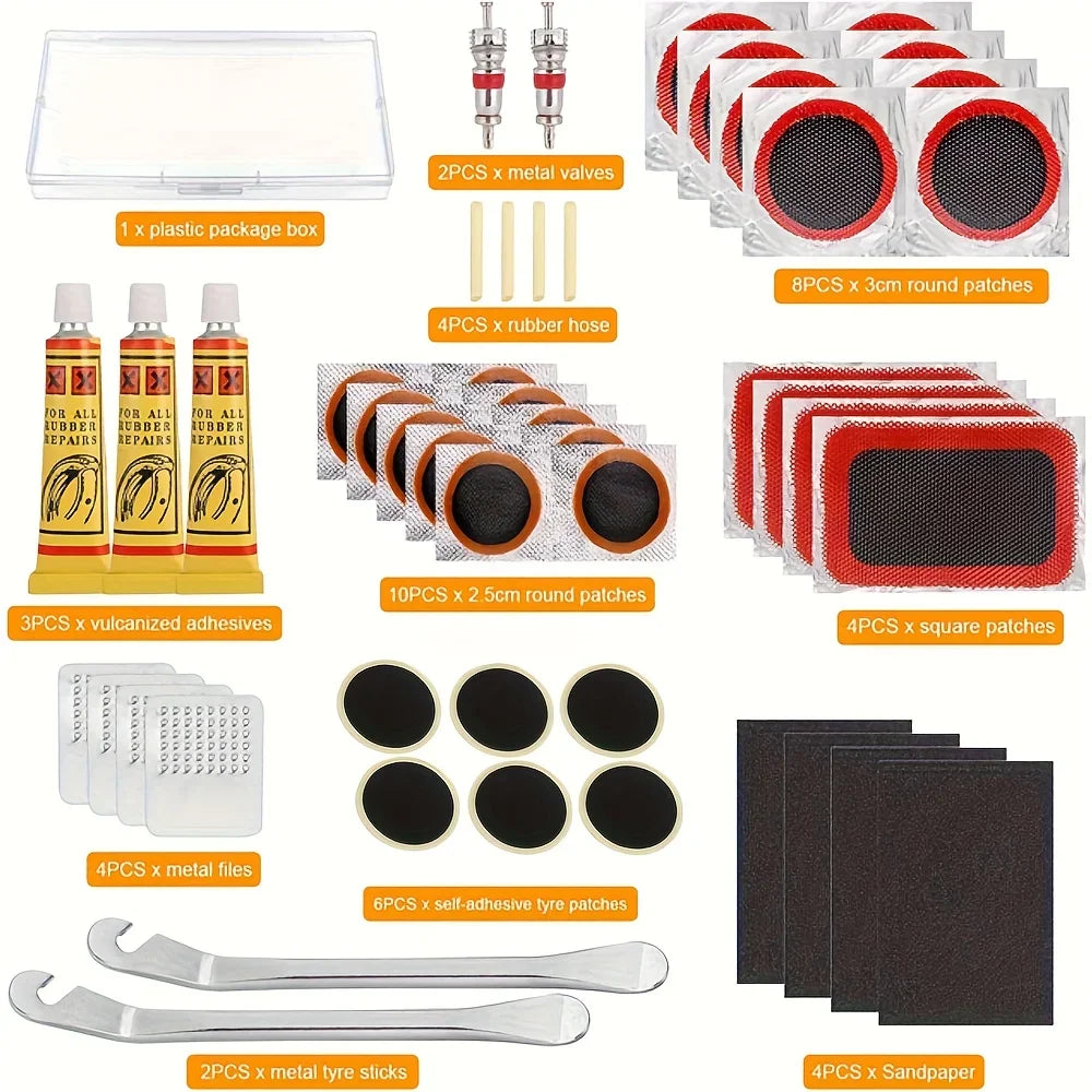 Portable Bike Tire Repair Kit for Road and Mountain Bikes - 9