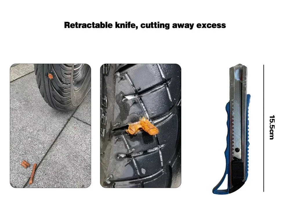 Emergency Tire Puncture Repair Kit for Cars and Motorcycles - 13