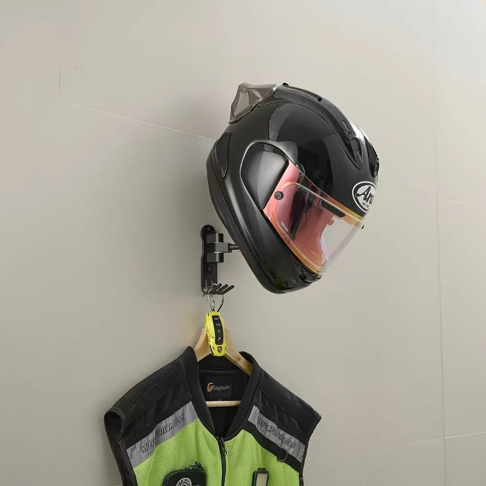 Adjustable Wall-Mounted Helmet Holder and Storage Rack