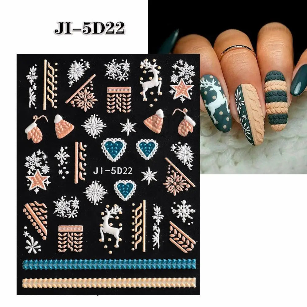 3D Christmas Cartoon Self-Adhesive Nail Art Decal Stickers