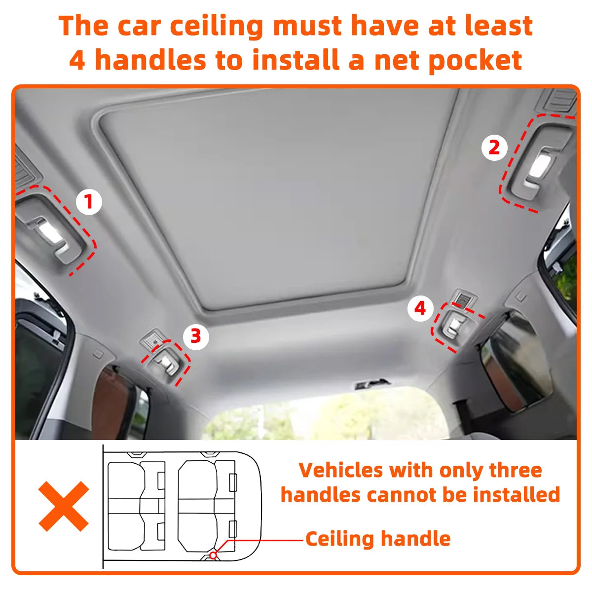 Car Ceiling Storage Net Pocket for Organized Travel - 12