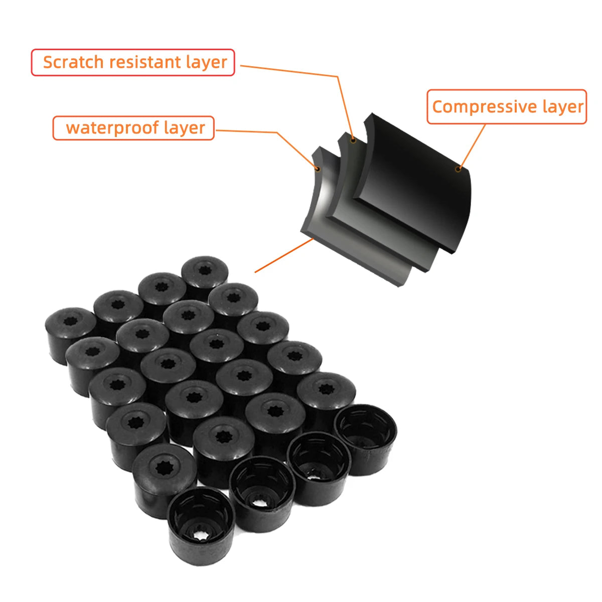 Protective Wheel Lug Nut Covers with Removal Tool