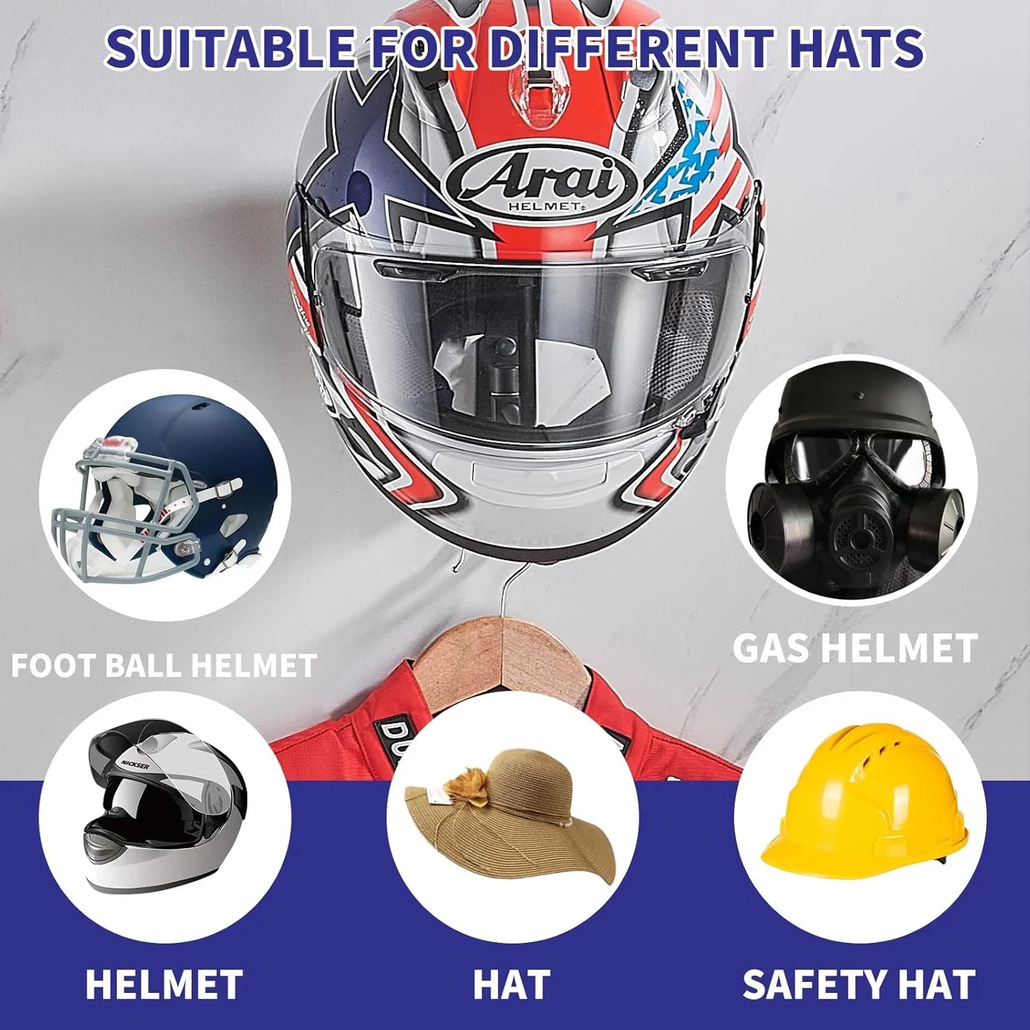 180° Rotating Wall-Mount Helmet Holder Rack - 3