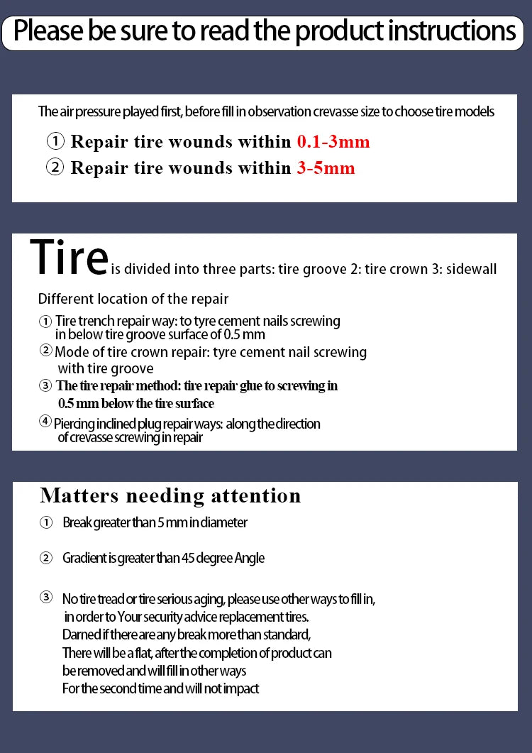 Self-Sealing Emergency Tire Repair Rubber Nails