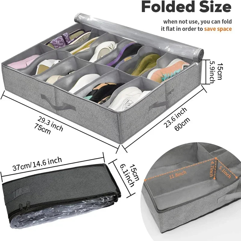 Under Bed Shoe Storage Organizer for 12 Pairs - 6
