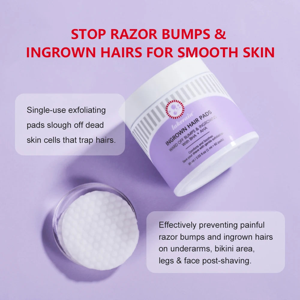 Exfoliating Ingrown Hair Treatment Pads for Razor Bumps - 9