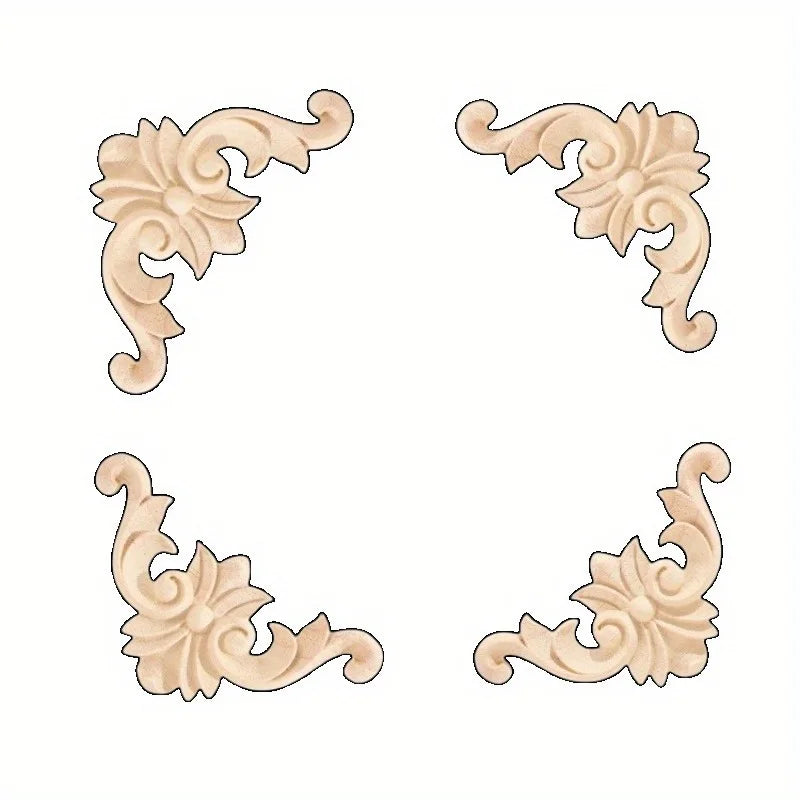 Wooden Carved Corner Decal Set Furniture Wall Cabinet Decoration DIY - 2