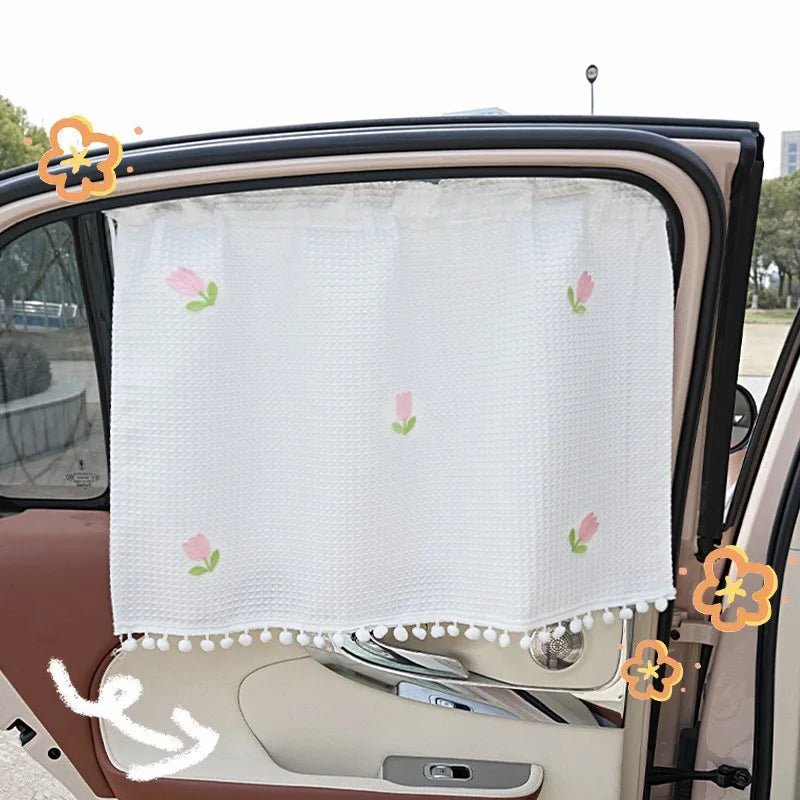 Heat Insulated Suction Cup Car Window Sunshade Curtain - 4