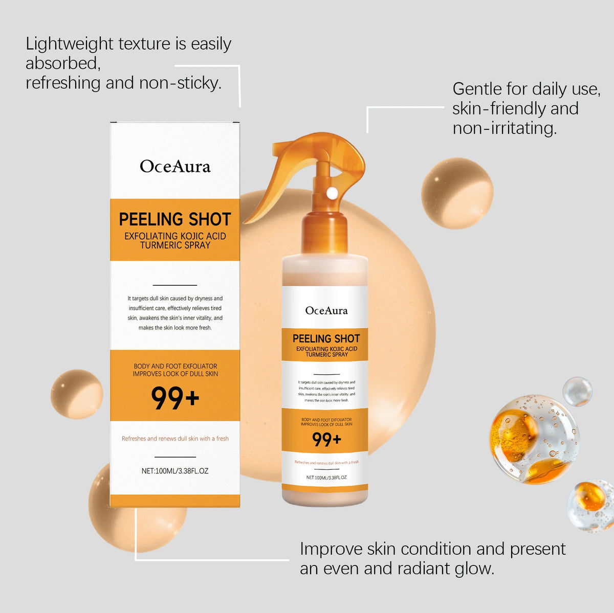 Exfoliating Skin Brightening and Moisturizing Body Spray