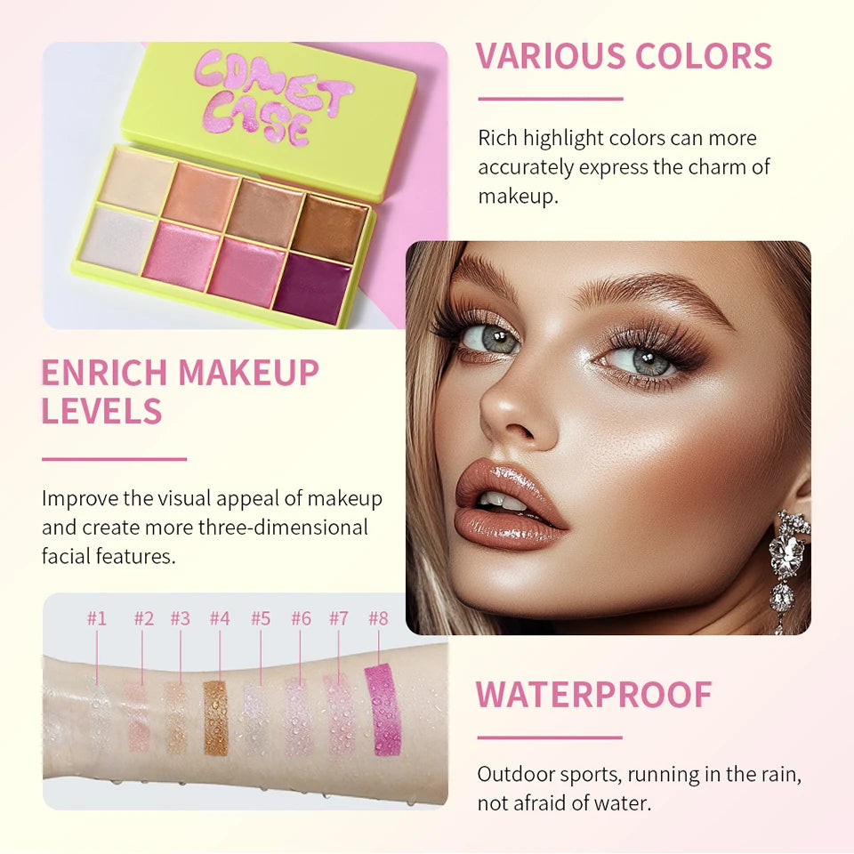 8-Color Cream Highlighter and Contour Palette