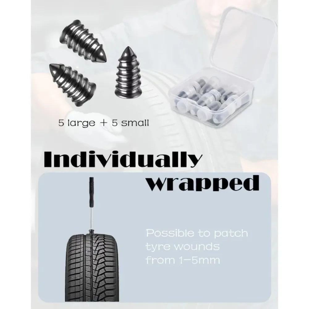 Emergency Tubeless Tire Repair Kit with T-Handle Tools - 5