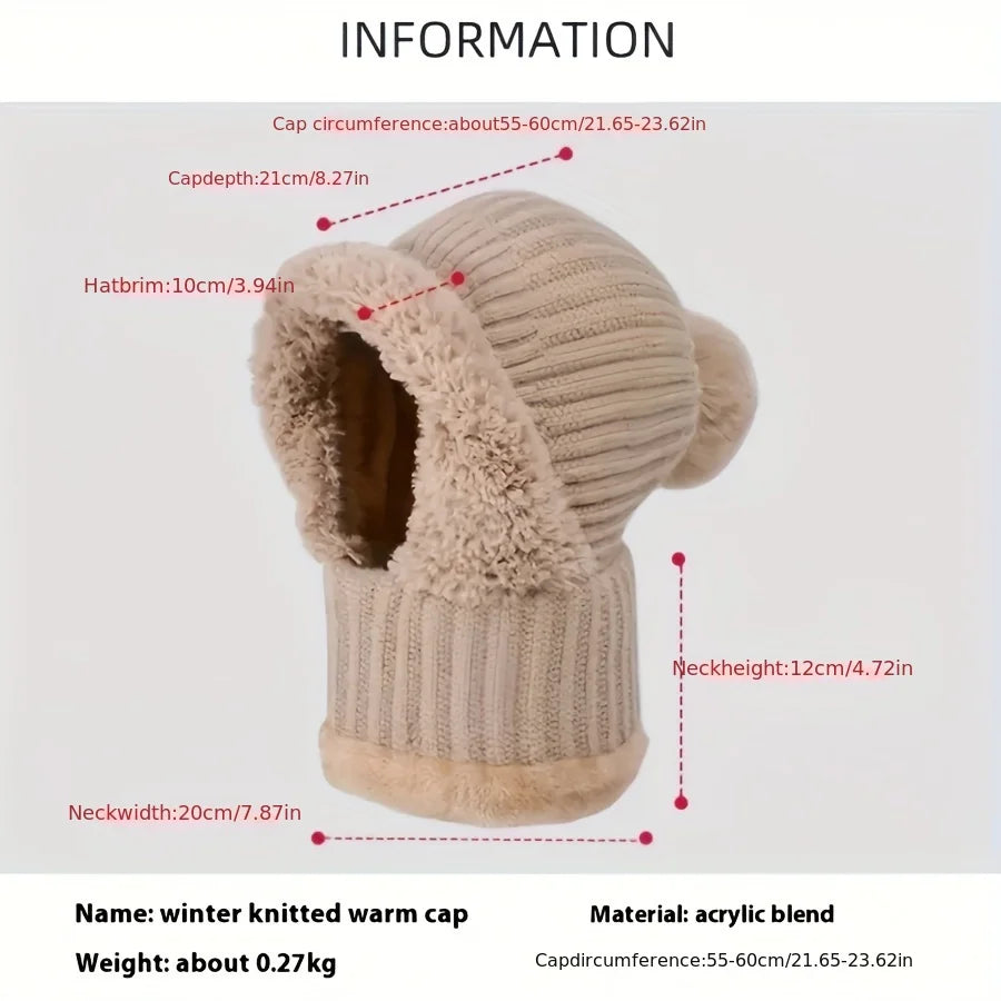 Windproof Thermal Fleece Ski Mask and Hat Set