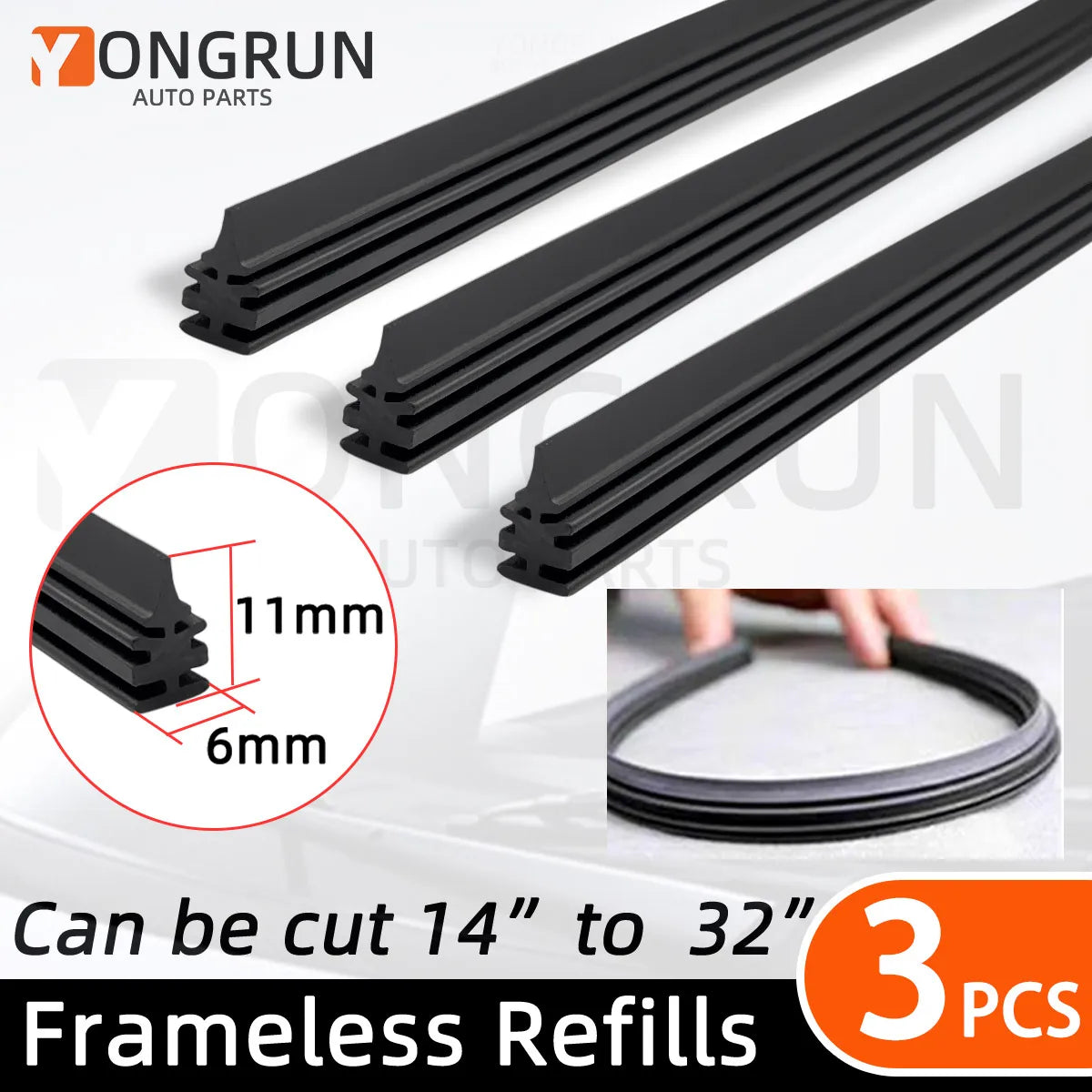 Universal Car Windshield Wiper Blade Rubber Refill Strip