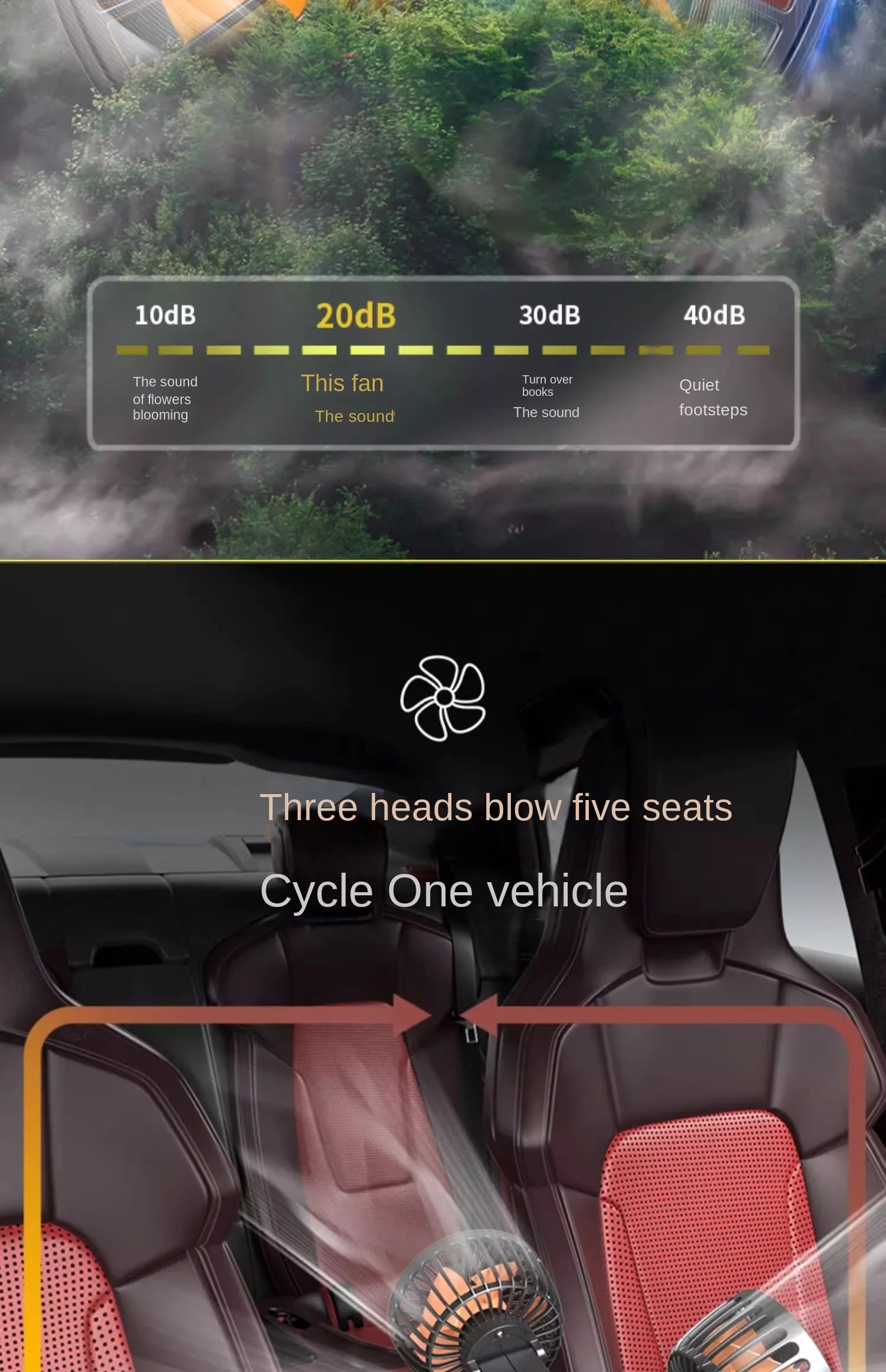 Dual-Head Adjustable Car Cooling Fan for Dashboard - 10