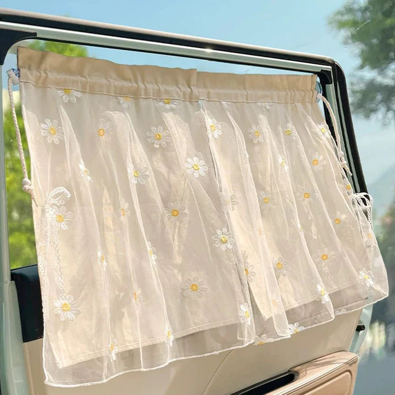 Floral Print Retractable Car Window Sunshade