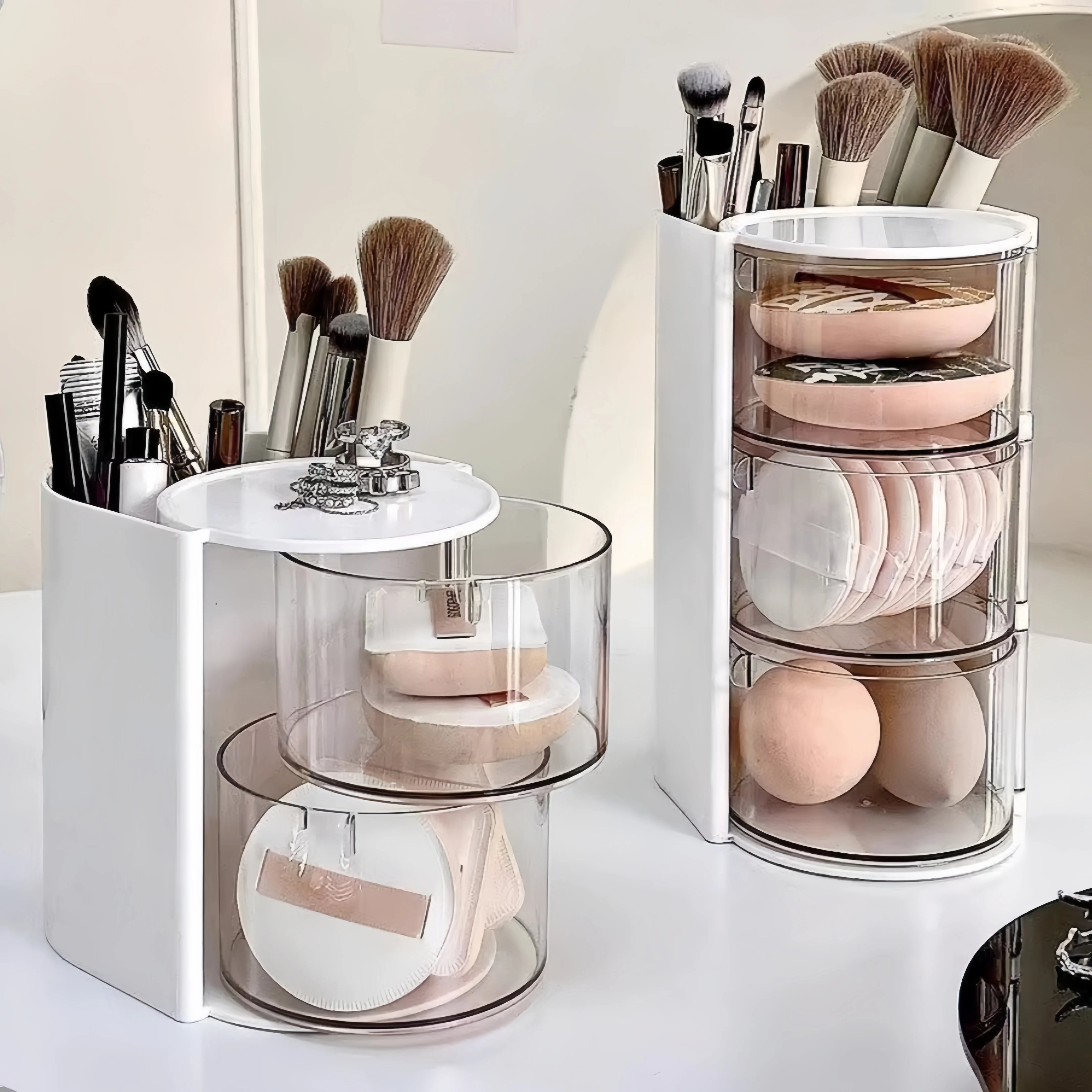 Rotating Desktop Cosmetic Makeup Brush and Accessory Organizer - 3