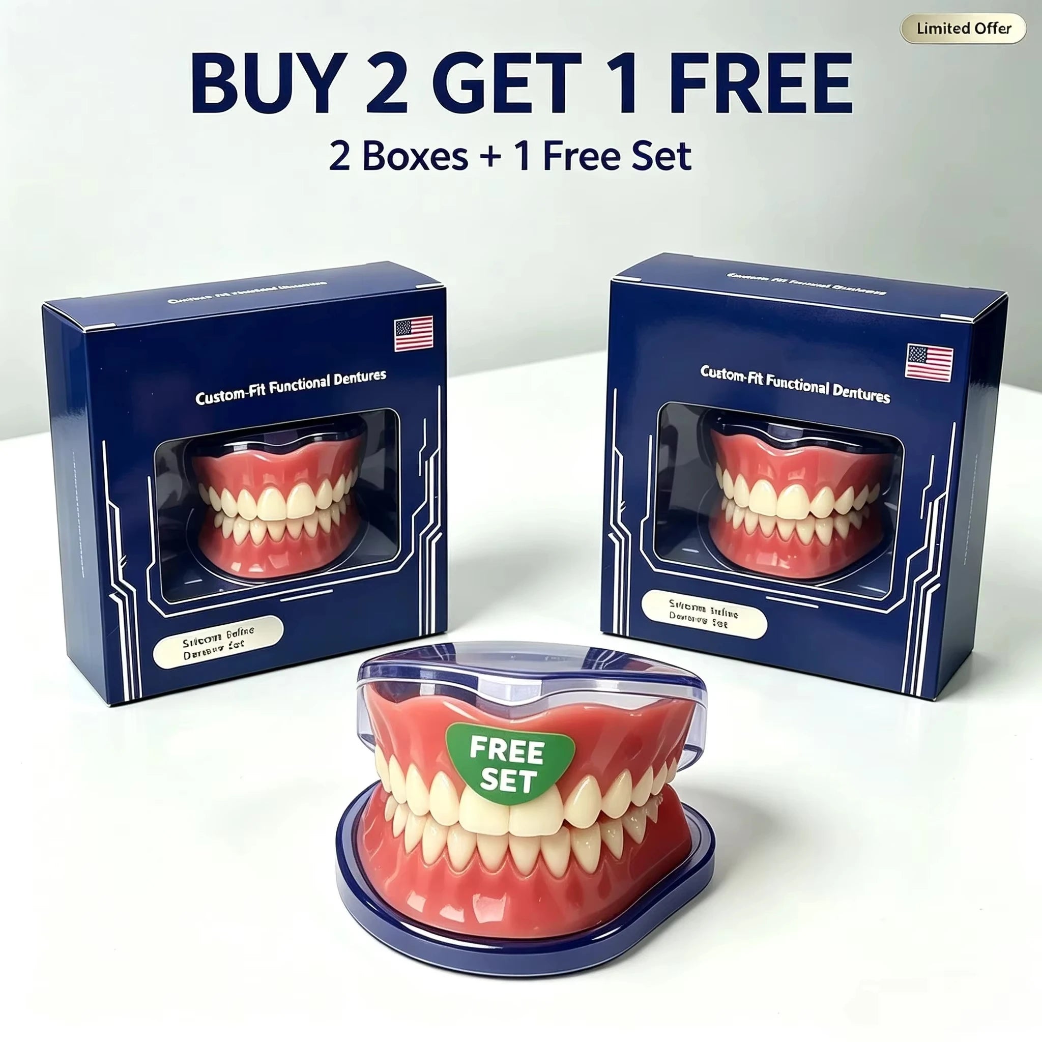 Instant Smile Cosmetic Dentures with Silicone Gum Base - 8