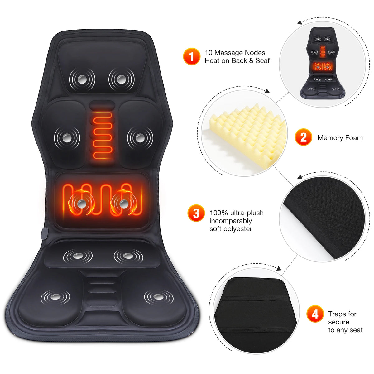 Full-Body Heated Vibrating Massage Chair Cushion