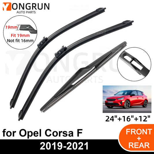Front and Rear Windshield Wiper Blades for Opel Corsa F 2019-2021