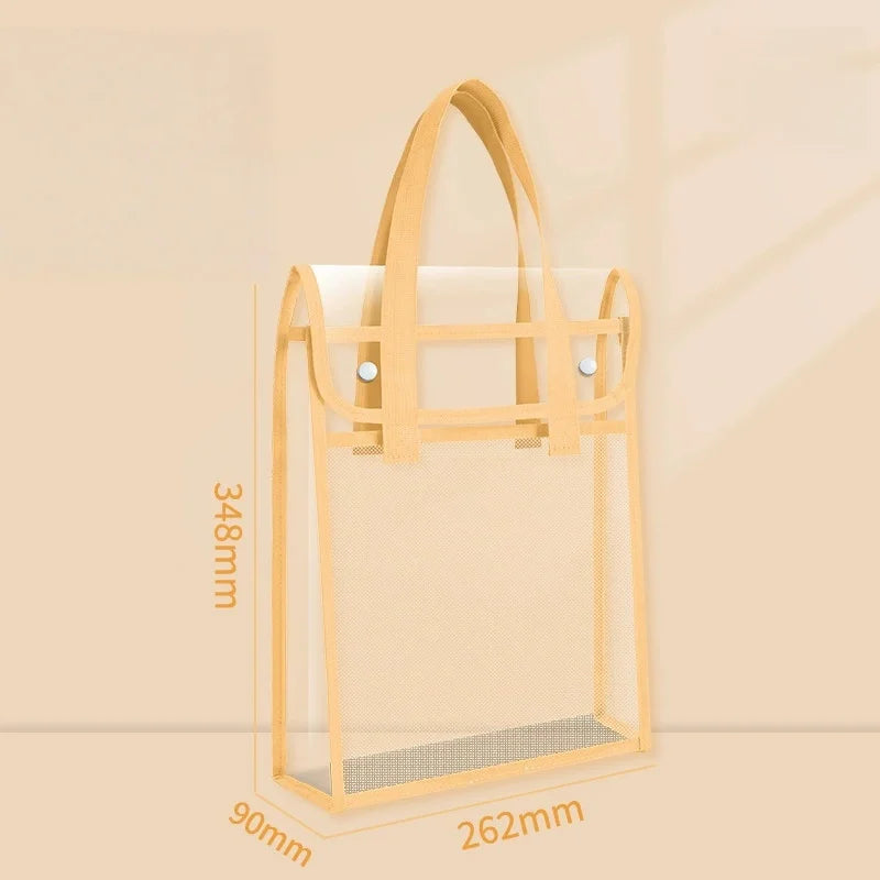 Transparent Double-Layer Student Tote Bag for Books and Supplies