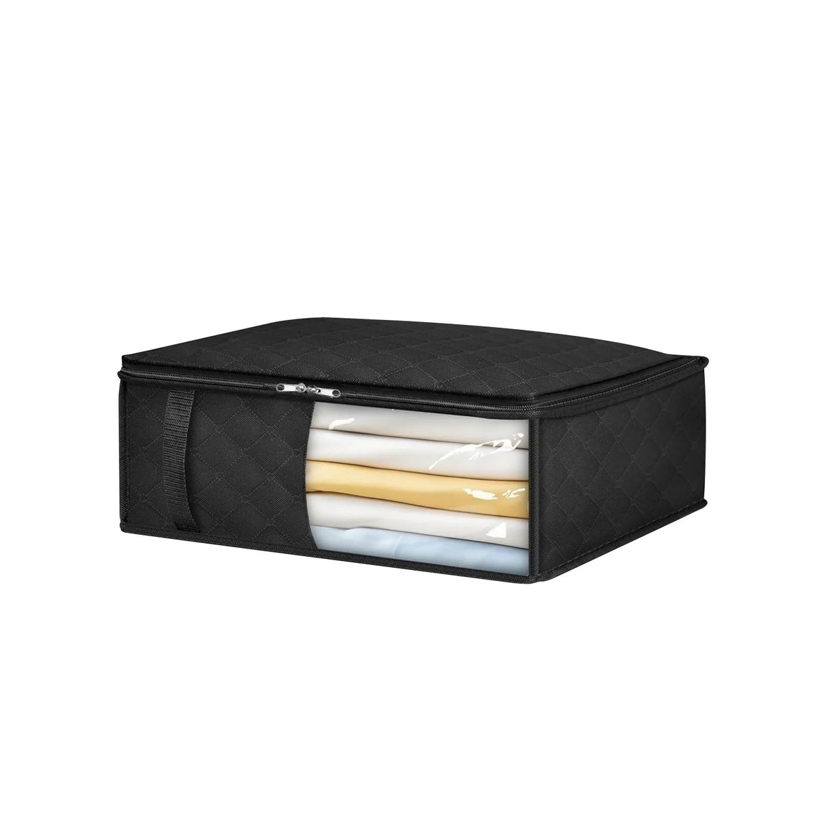 Foldable Bedding and Clothing Storage Organizer with Clear Window