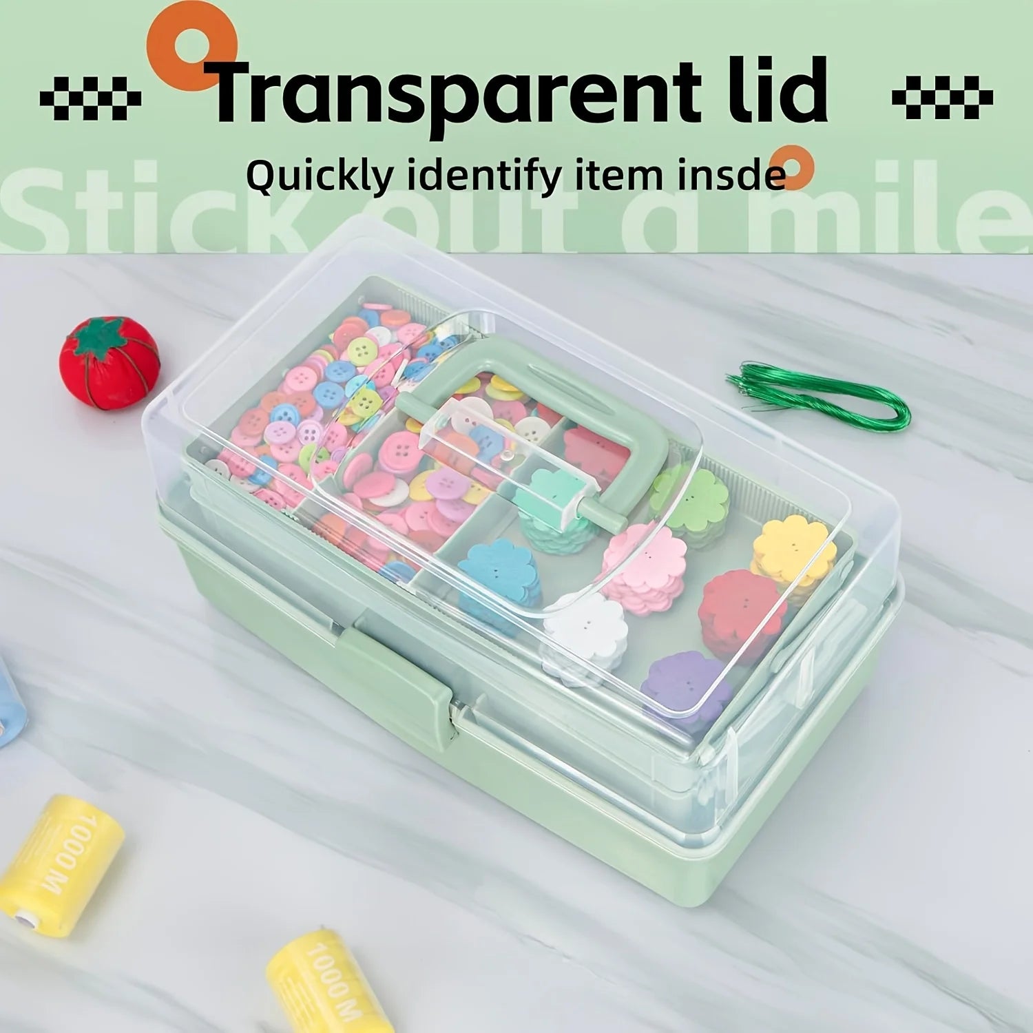3-Layer Portable Craft and Art Supply Organizer with Adjustable Spacers - 6