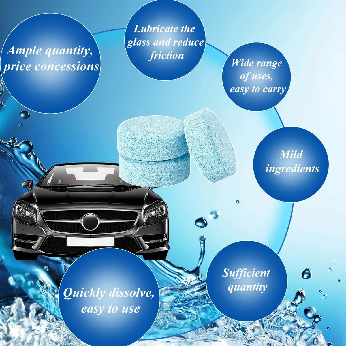 Concentrated Windshield Washer Fluid Tablets Glass Cleaning Effervescent - 4