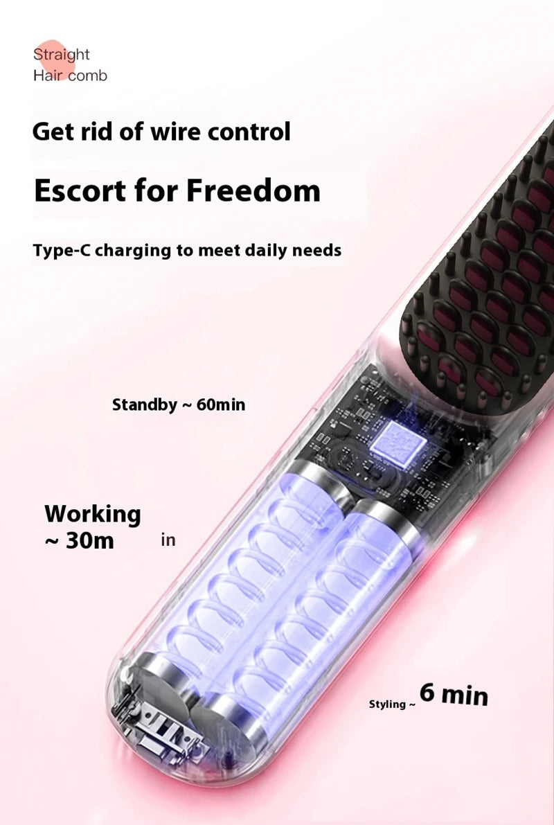 Fast Heating Cordless Hair Straightening Brush
