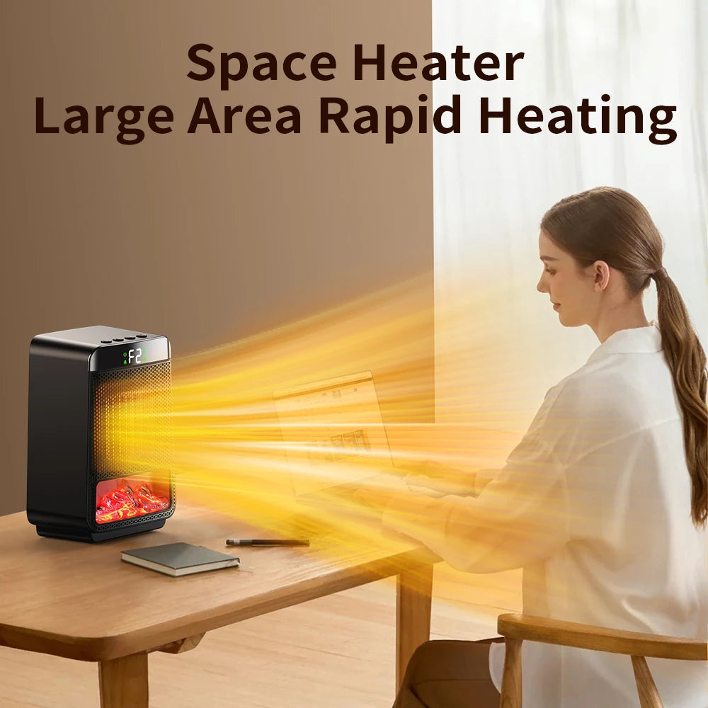 Portable Electric Space Heater with Ambient Flame Light - 3