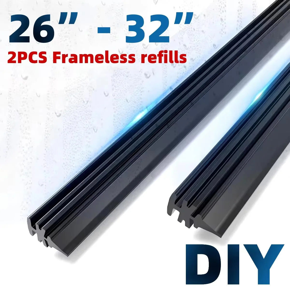 Universal Frameless Car Wiper Blade Replacement Rubber Refill Strips