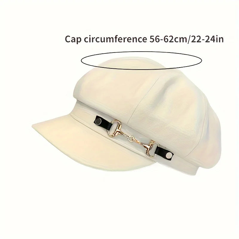 Women's Lightweight Newsboy Cap Adjustable Metal Buckle Hat - 6