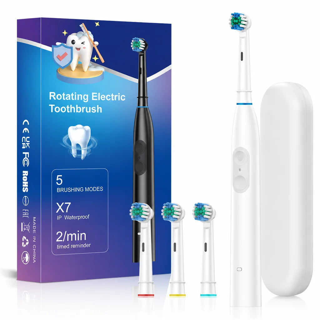 5-Mode Rechargeable Electric Toothbrush with 4 Replacement Heads - 18