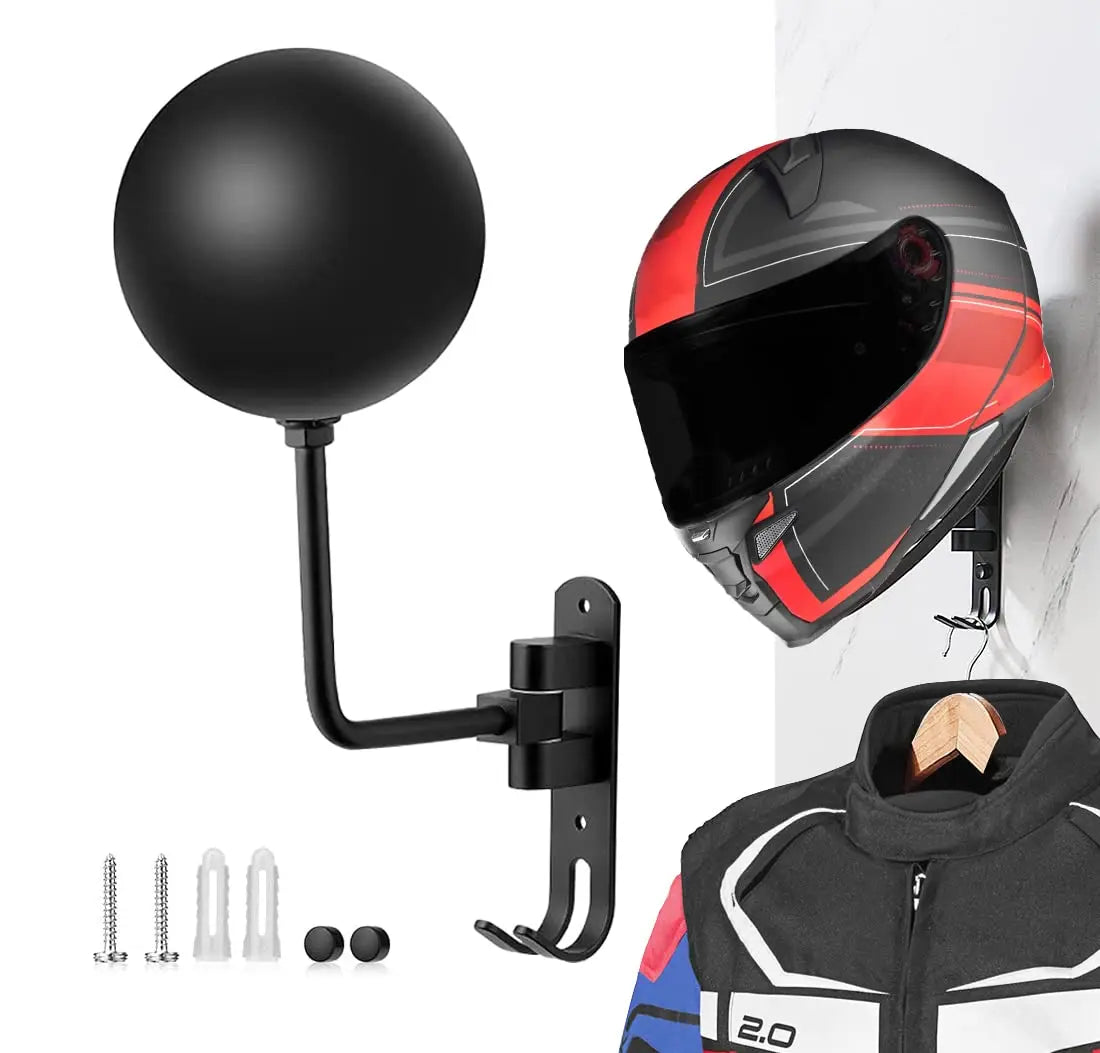 180° Rotating Wall-Mounted Helmet Rack for Motorcycle and Sports Gear - 15