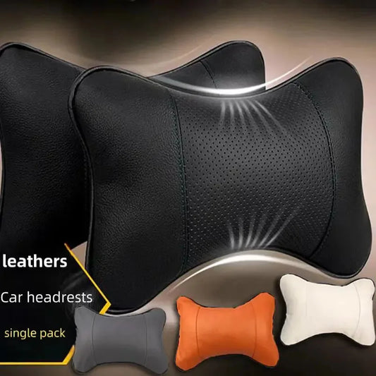 Ergonomic PU Leather Car Neck Pillow for Pain Relief