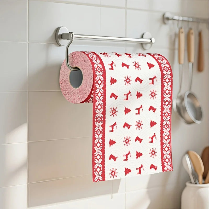 Festive Christmas Patterned Absorbent Kitchen Paper Towels - 2