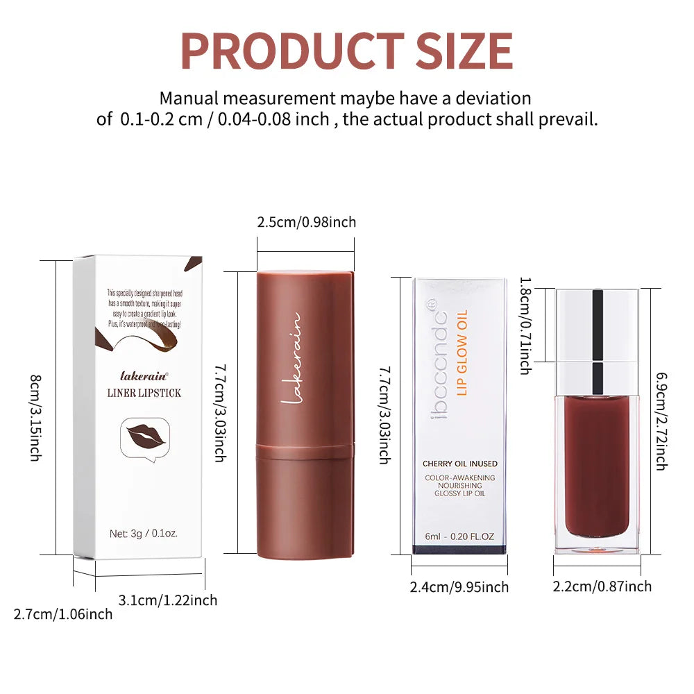 Hydrating Lip Liner and Gloss Makeup Set - 7