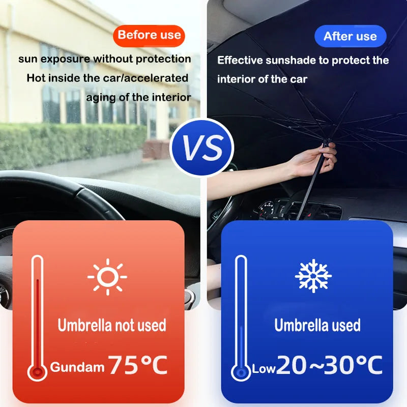 Foldable Car Windshield Sun Shade Umbrella for UV Protection