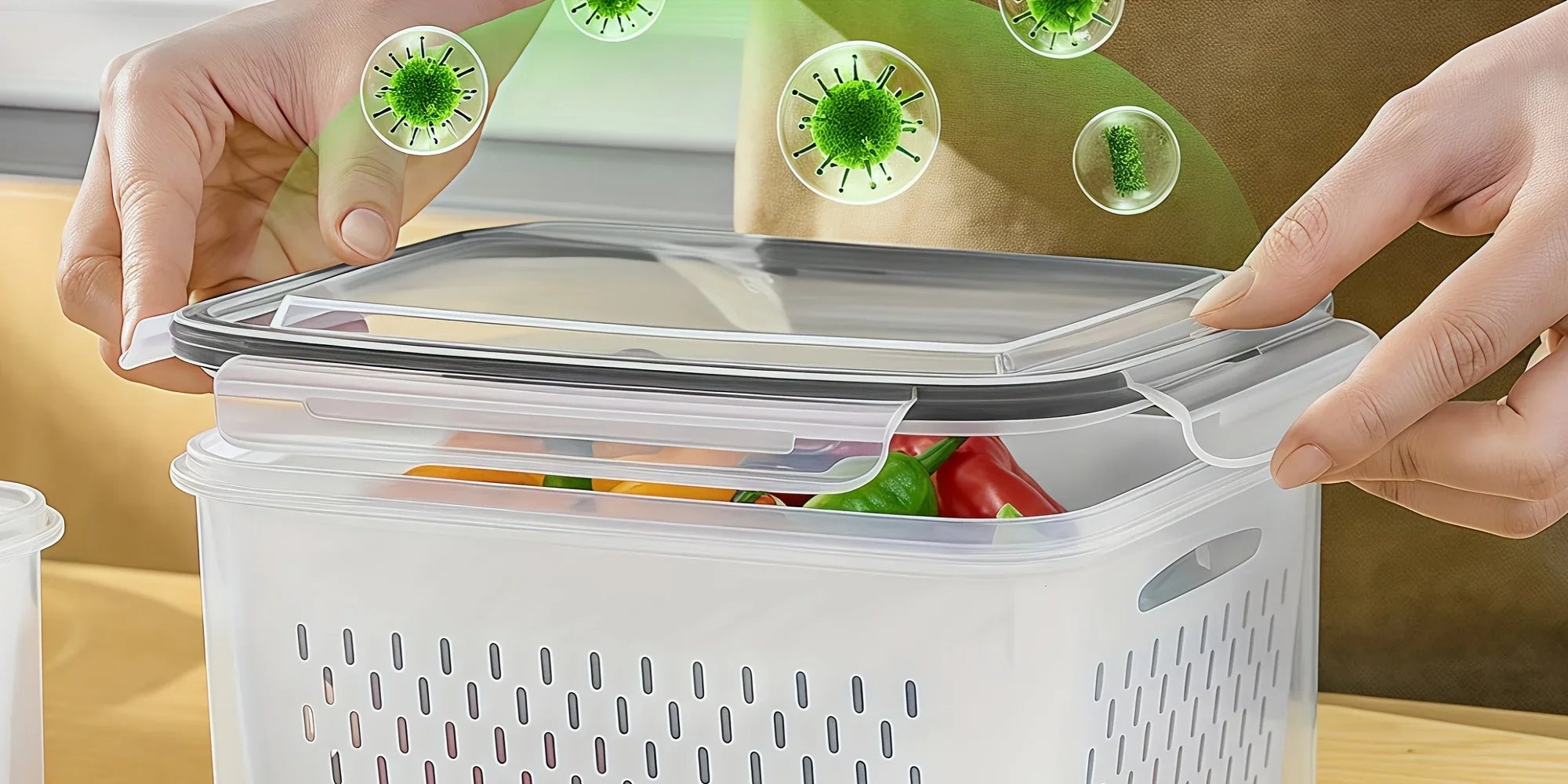 9-Piece Fruit and Vegetable Storage Container Set with Strainers - 9