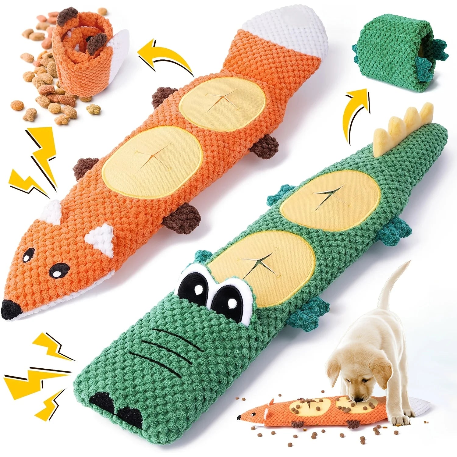 Interactive Squeaky Plush Dog Toy for Treat Hiding - 10