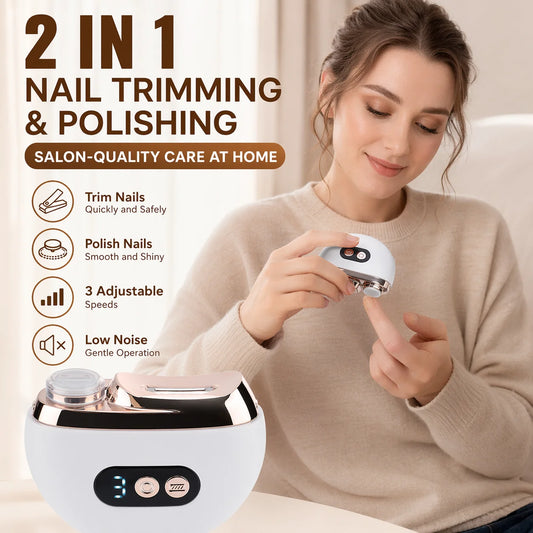 Electric 2-in-1 Nail Trimmer and Polisher with LED Display