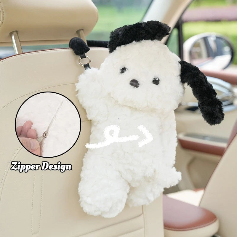 Cute Cartoon Plush Car Tissue Holder Hanging Organizer - 5