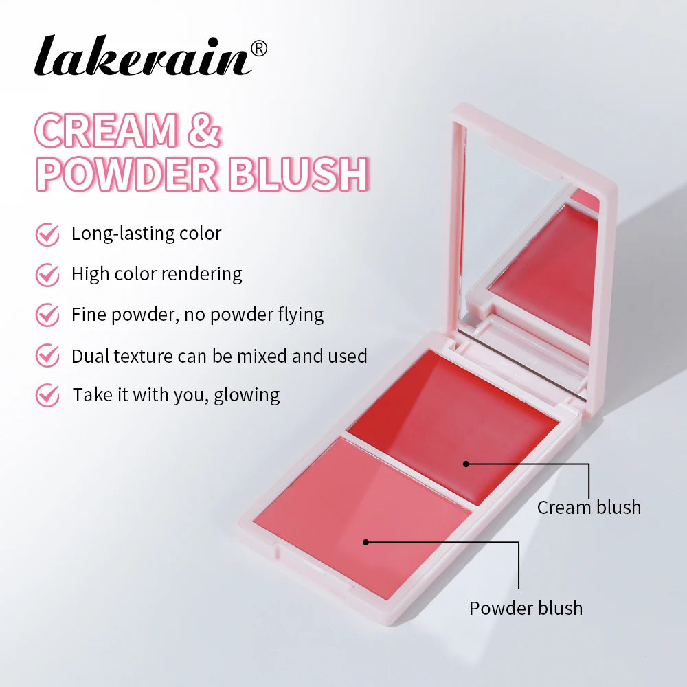 2-in-1 Cream and Powder Blush Palette for Radiant Cheek Makeup - 3