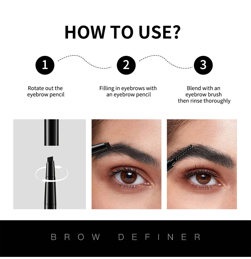 Waterproof Triangular Tip Eyebrow Pencil with Grooming Brush - 15