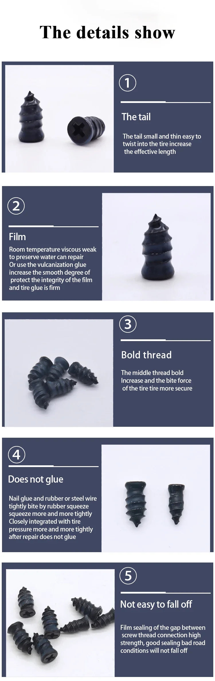 Instant Tire Puncture Repair Rubber Nails - 14